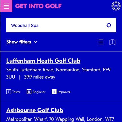 Making it easy to book The new website will allow people to easily search, find and book a Get into Golf activity.