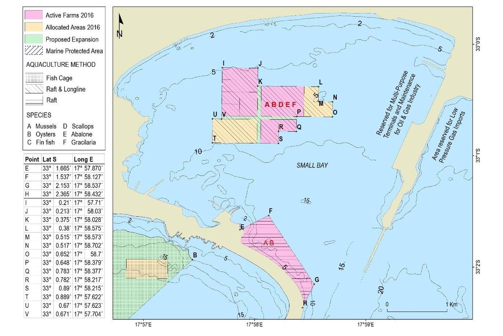 channel to Mykonos harbour to the limits of the SANParks area (Figure 5), and westwards from the 5m contour in the east to the limit of the exclusion zone required for port operations in the west.