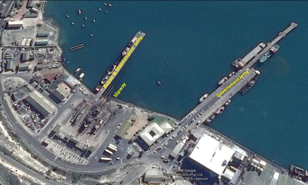Figure 14: Approximate extent of Pepper Bay fishing harbour, landing facilities and existing buildings Figure 15: Commercial fishing harbour, slipway and government jetty.