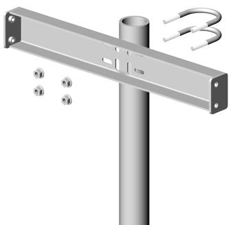 S W E N Tighten Hose Clamps Figure 1-2: Installing Pole Channel Using U-Bolts (option) U-Bolts pass through the two sets of horizontal slotted holes of the Pole Channel, securing it to the Mounting