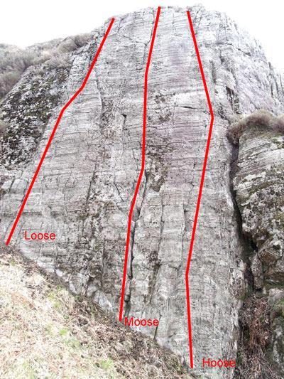 Pen Slab Lies up and to the right of the main buttress of Pen Crag, above a short section of dry stone wall. There is an existing route up this slab called Moose (S).
