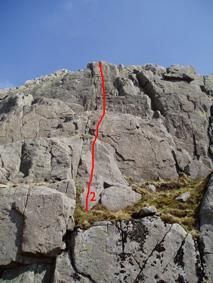 2. The Shipping News VS 4b * Start about 2 metres to the right of Davison's Corner in the upper part of the face and right of an obvious crack. Climb the wall direct to the top.