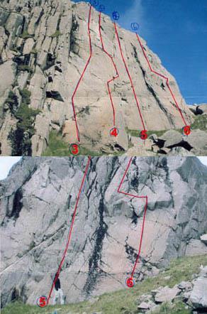 3. Sardine Sally 32m VS 4c ** On the left is a narrowing ramp. Climb a narrowing ramp on the left of the crag to a blank looking wall with a white headwall above it.