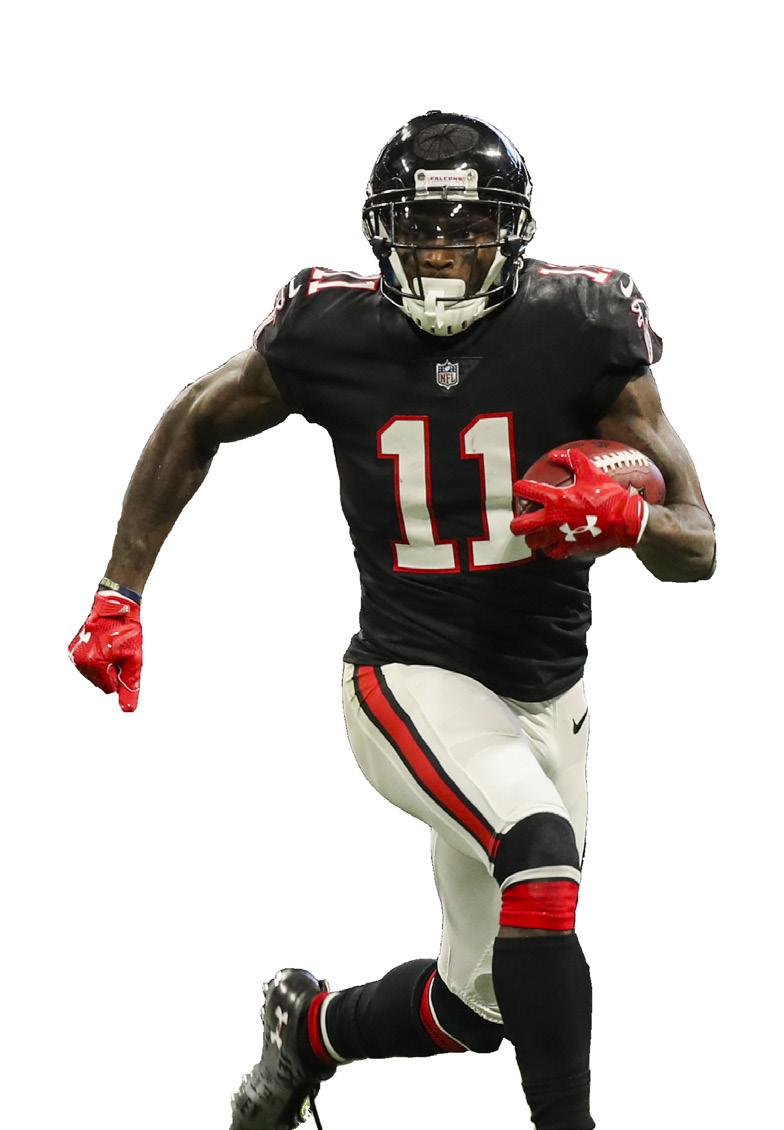 In 3 career playoff games, has 330 scrimmage yards (110 per game) & 3 TDs (2 rush, 1 rec.). RB TEVIN COLEMAN aims for his 4th playoff game in row with TD. WR JULIO JONES led NFC with 1,444 rec. yards. Has 9,054 career rec.