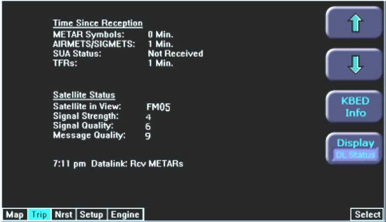 Section 7 Description of the Airplane and Systems Columbia 400 (LC41-550FG) Trip Page Satellite Status a. Satellite in View Displays the name of the satellite the system is currently using. b.