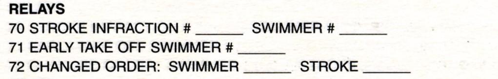 Rules for Swimming Competition Relays Freestyle -- any desired stroke or combination of strokes; swimmers usually do "Crawl. (101.7.
