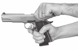 The pistol is ready for instant use when the safety is disengaged.