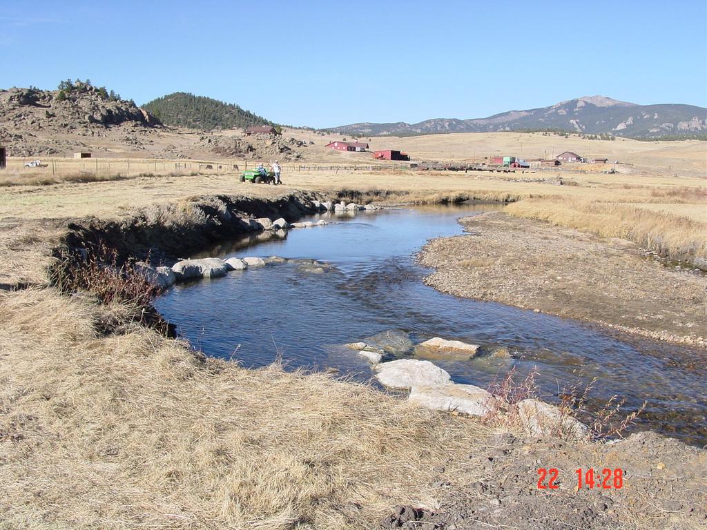 Eagle Rock Ranch - Rock J-Hook Vanes installed to protect stream banks and adjacent
