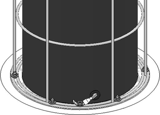 3 black arrow) Unscrew the six(6) nuts on the South Pole Plate at base of cage. (Fig. 3 white arrows) Remove zip-ties from cage crossbar and unhook red rubber tabs.