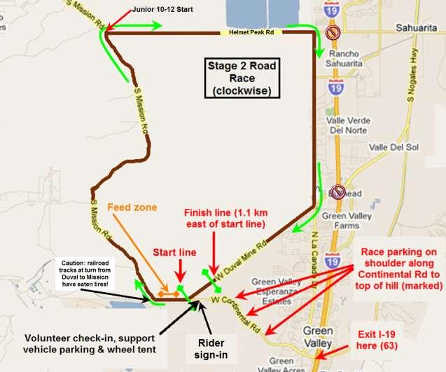 Stage 2: Garrett Lemire Memorial Road Race Course Map Start is at Duval Mine at Continental.