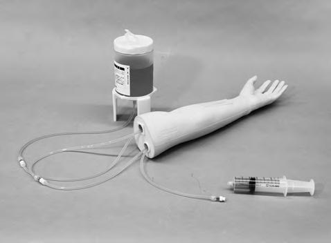 Draw the piston of the syringe slowly to fill the tubes and pads with the simulated blood Draw the piston of the syringe slowly.