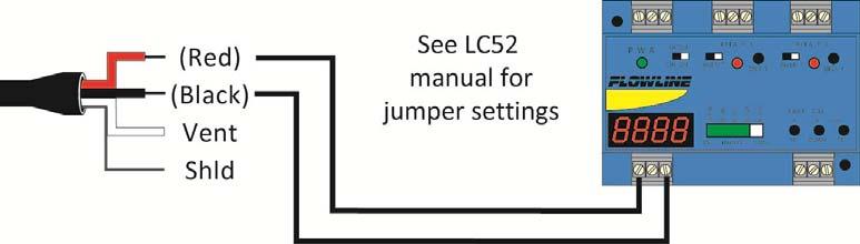 WIRING (continued) Step Eight Wiring to the DataPoint LC52 Series Level Controller: JWA mode (Factory Setting) Wiring to a DataLoop LI25 Series Level Indicator without the Backlight: (Note: the LI25