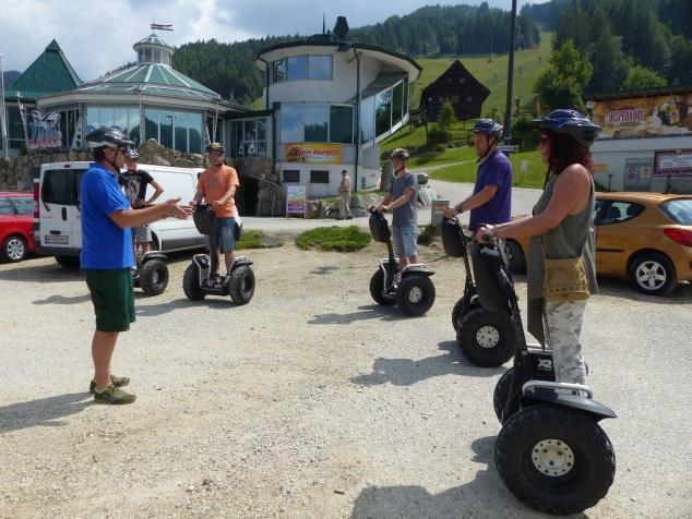 During the guided Segway Tour you will be accommpanied by a profi with the Offroad-Vehicle, Due to the big ballon wheels a Segway is able to go on forest roads as well as on asphaltic roads.
