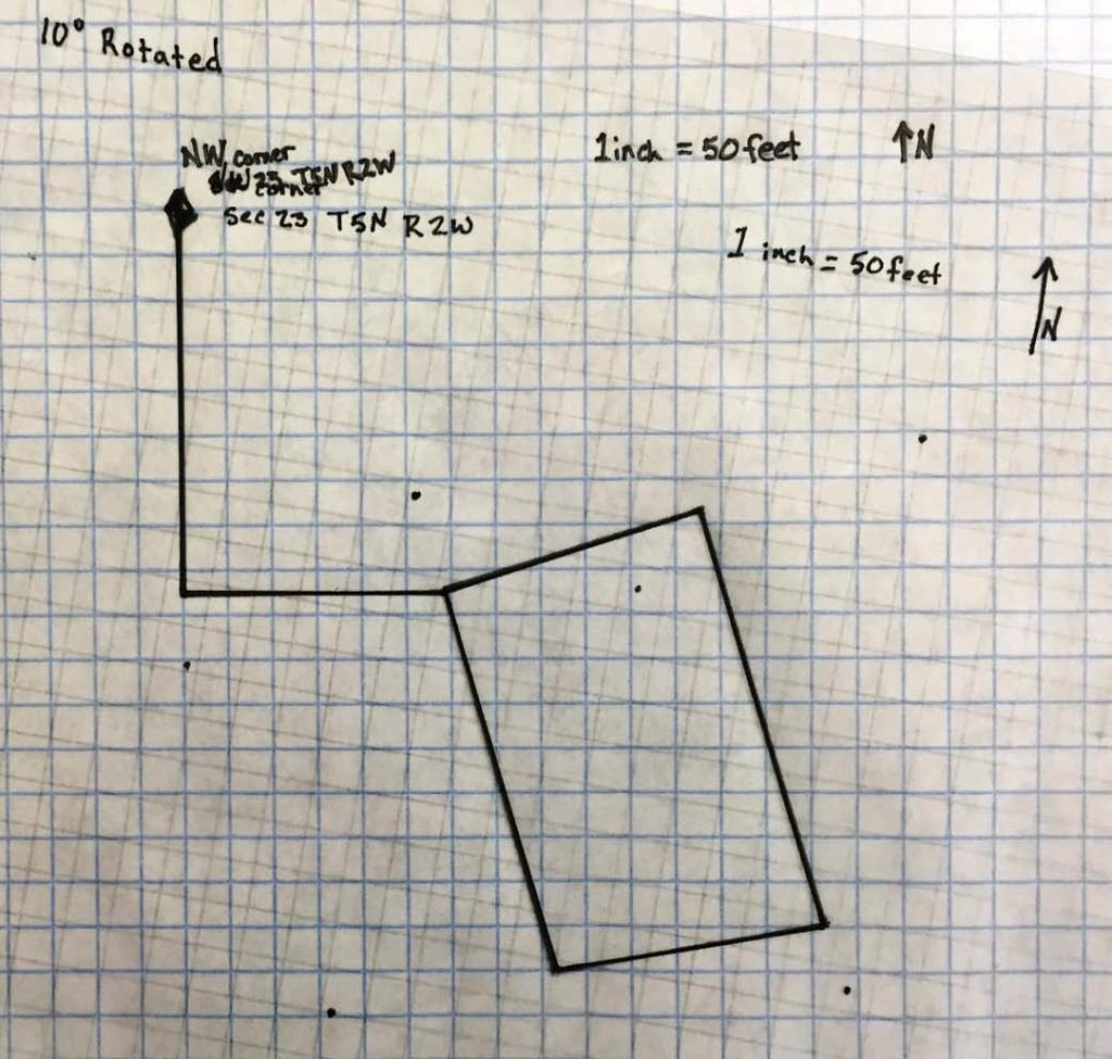 The grid lines of the graph paper that run through our section corner as our section lines.