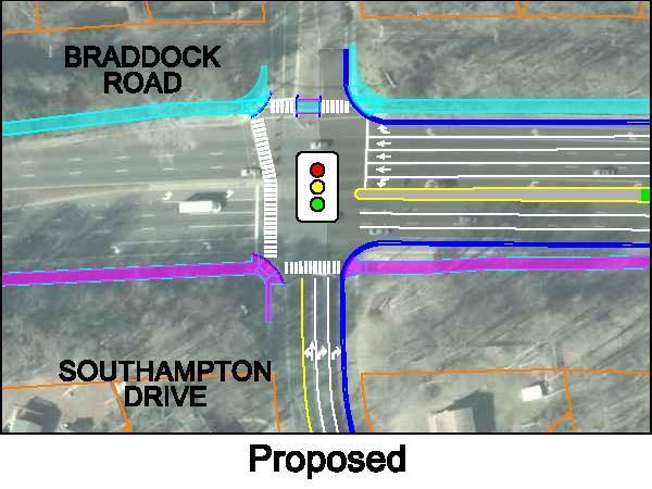 Southampton Drive: o Add additional right turn lane