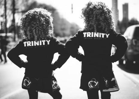 There are three jacket options available: Trinity Fleece: Embroidery includes a knot on the arm, small Trinity Irish Dancers on the chest, and a large Trinity Irish Dancers logo on the back.