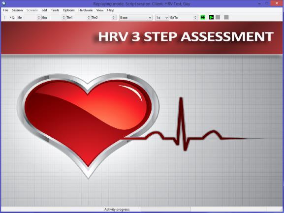 Assessment screen sequence Introduction screen When you launch the HRV 3 step assessment session Quick Start, after selecting a client and clicking OK, the introduction screen appears.