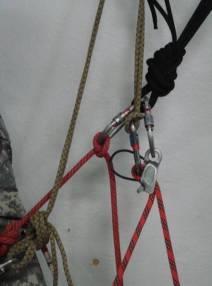 both strands of this material through a carabiner further back (oftentimes the shelf). Attach this sling to your harness with a carabiner.
