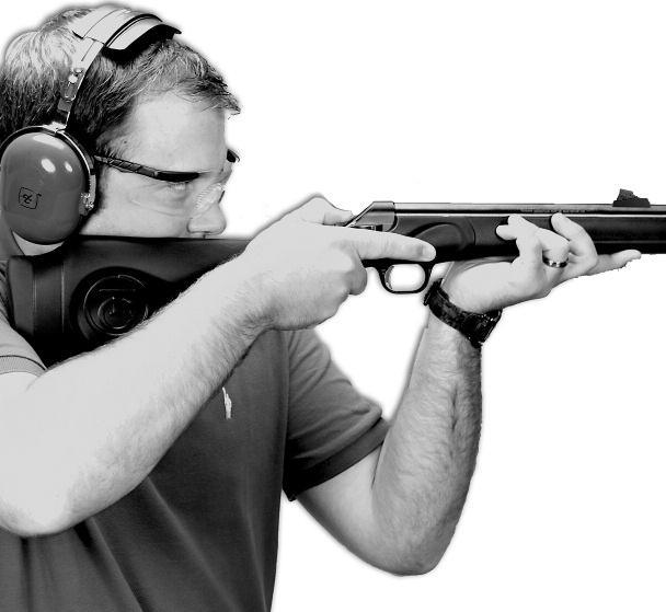 FIRING THE T/C IMPACT! WARNING: ALWAYS KEEP THE MUZZLE POINTED IN A SAFE DIRECTION. WARNING: WEAR EYE AND EAR PROTECTION SPECI- FIED FOR FIREARM USE EVERY TIME YOU DISCHARGE YOUR FIREARM.