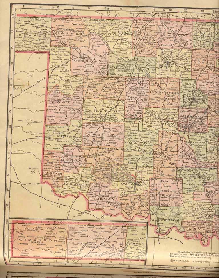 1915 railroad maps of western and eastern Oklahoma.