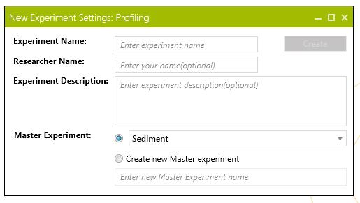 master experiment or create a new master experiment.the master experiment allows you to group several sub-experiments e.g. on the same sample or sample station. Press Create. b.