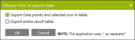 Export data: Click the Export button to export data in a Microsoft Excel compatible output file format (CSV). Choose how to export the data: 1.