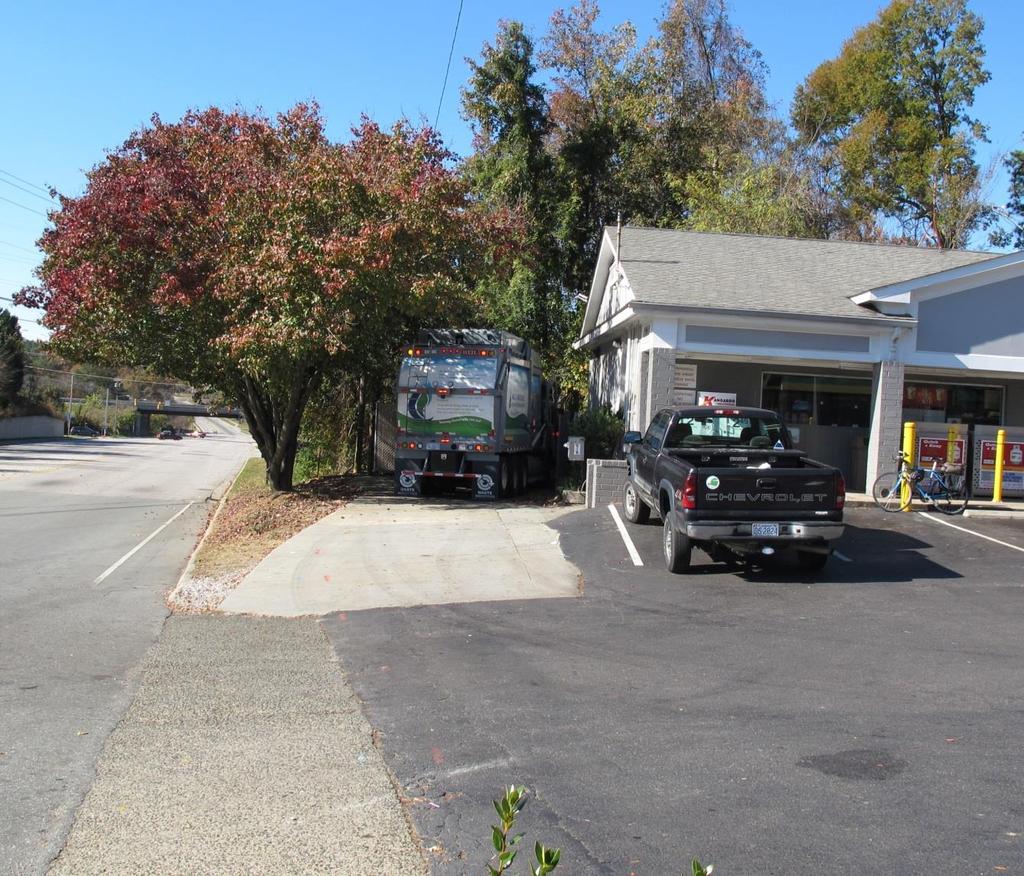 Trucks leaving gas station / pantry