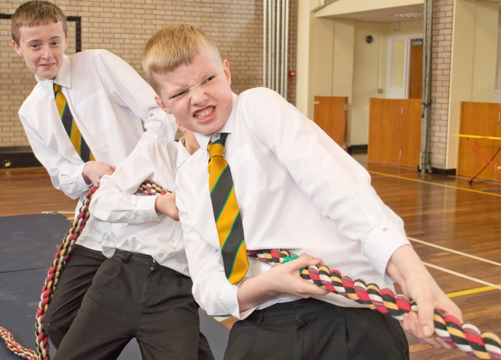 Page 3 Sport Relief Success! Right: Jay Evardson and Jack Oakes put their backs into the tug-o-war.