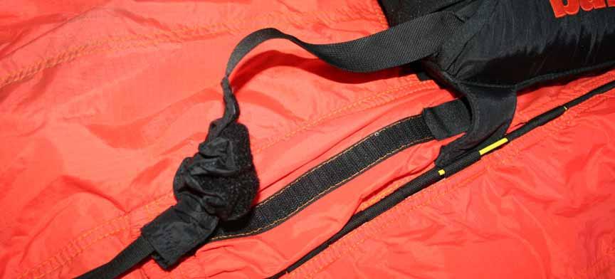 2. Assembling the leg pouch deployment system The shrivel flap on the leg pouch system keeps the bridle in place until deployment and then "shrivels" up to allow the bridle to pull the pin on the