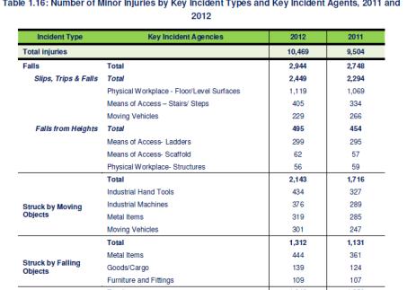 2012: FALLS 238 = 100 injuries