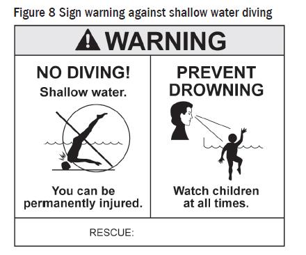 Appendix F Recommendations to Warn Against Shallow Water Diving This appendix is not part of the American National Standard ANSI/APSP/ICC-5 2011. It is included for information only.