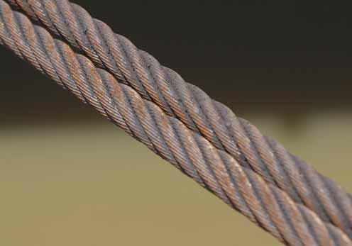 Wire Rope Sling Inspection Cracking and pitting Kinking Deformation Rust Heat stress Broken wires Damaged fittings Many operating conditions affect wire rope life, including bending, stresses,