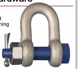 Shackles, Clips, Eyes, and Other Hardware Inspect with care Never use equipment with parts malfunctioning or missing Rigging hardware such as shackles, links, wire rope clips, and end fittings must