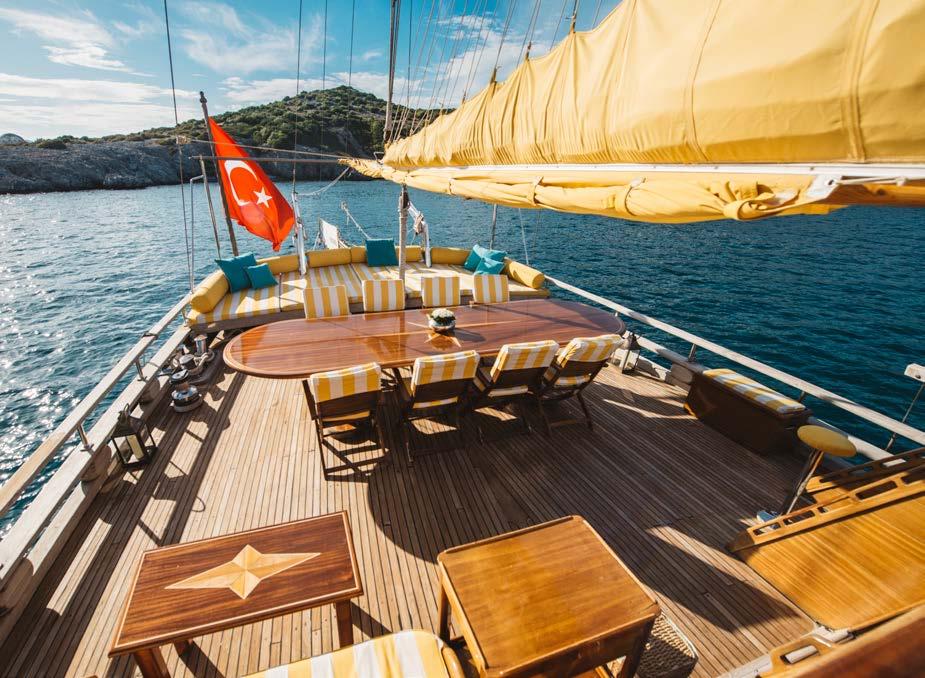 ABOUT THE GULET M/S FORTUNA Our flagship luxury sailing yacht (gulet) M/s Fortuna s ancient handcraftsmanship of mahogany and teak woodwork is complemented by spacious fore, side and aft decks,