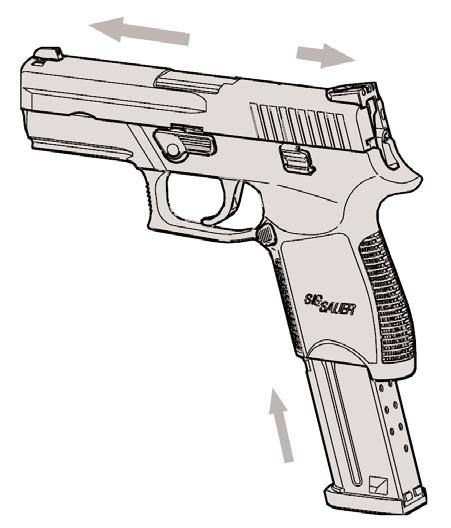 3.3. Loading the Pistol (ready to fire) 1. Point the pistol in a safe direction.. 2. Insert a full magazine and ensure it is engaged. 3.