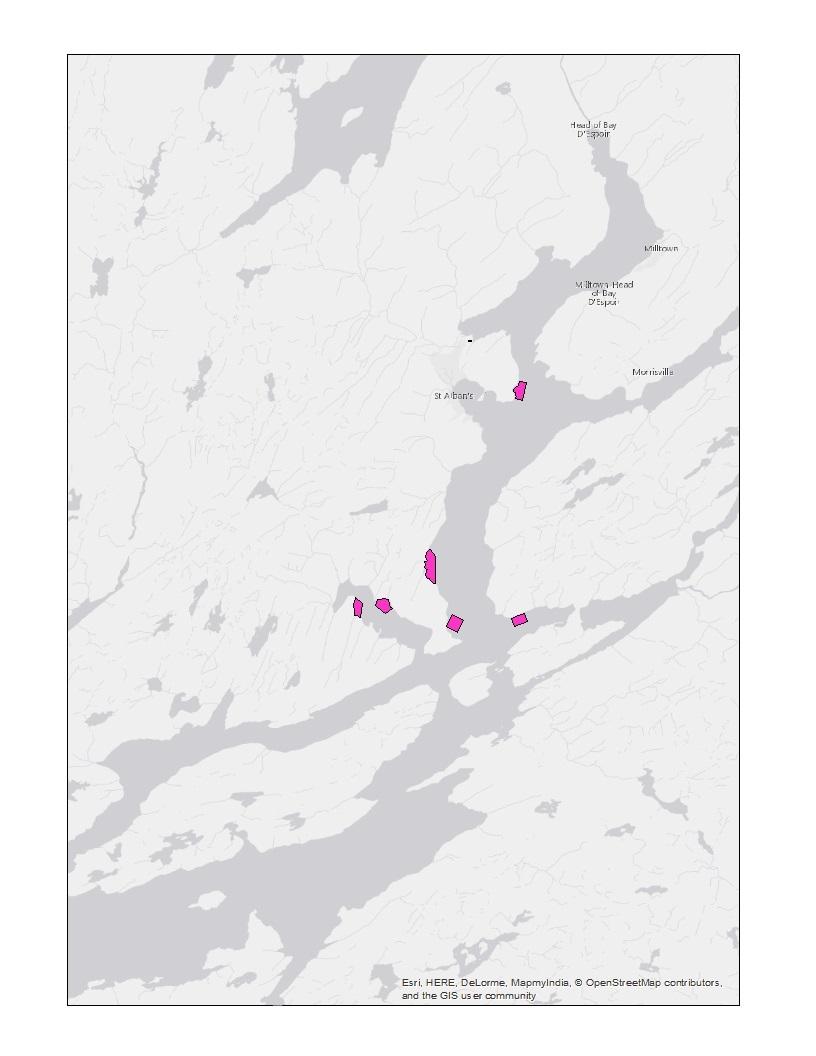 2.1 Number of Active Sites in the Trout Growing Region of Bay D Espoir in 2015 In 2015, there were 6 active sites (currently farming fish).