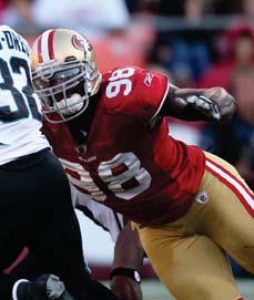 Haralson had a breakout season in 2008, leading the team with a career-high 8 sacks, a total that tied for 2nd most among NFC linebackers, and marked the most by a 49ers linebacker in a single season