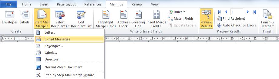 Mail Merge using Outlook 2010 The following instructions explain how you can use the mail merge function within MS Word to bulk email captains/clubs.