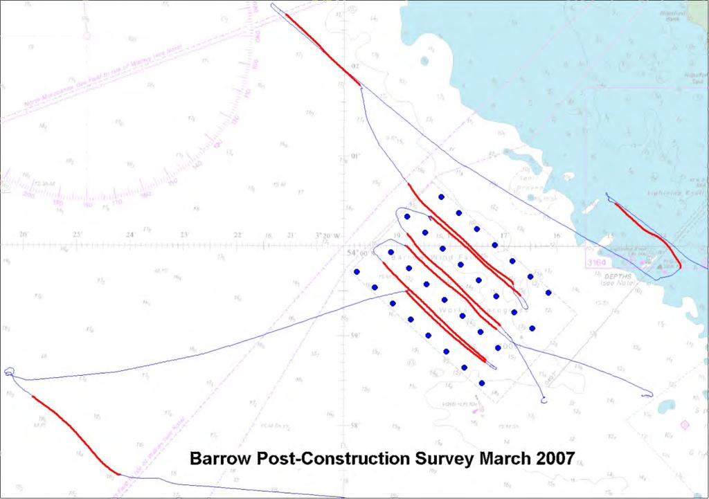 6 Otter Trawl Tow Tracks - Barrow Wind Farm March 2007
