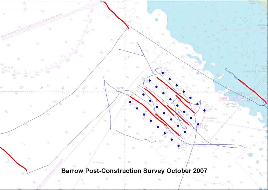 7 Otter Trawl Tow Tracks - Barrow Wind Farm Note vessel tracks in between and in closest