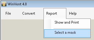 6 Print the Report or... 1. Select a mask The WinVent-software contains some sample masks for the report in different languages.