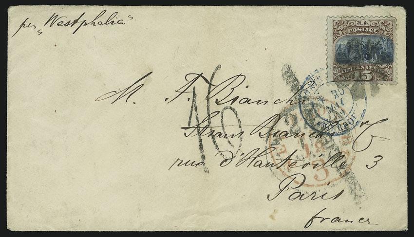 MAIL TO FRANCE 83 83 ` 15c Brown & Blue, Ty. I (118).