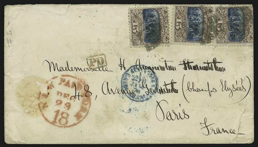 69 octagonal transit, red PD in frame, receiving backstamps, Very Fine, signed Ashbrook, ex Seybold and Richey... E. 750-1,000 87 ` 15c Brown & Blue, Ty. II (119).