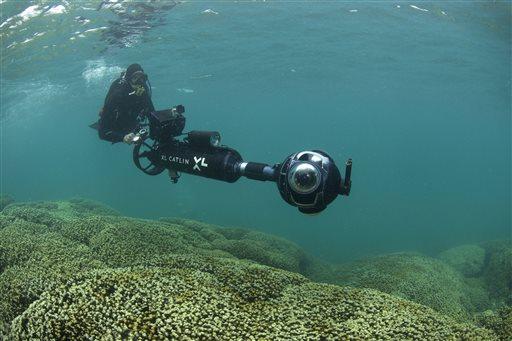 Scientists create 360-degree images of Hawaii coral reefs 19 August 2015, bycaleb Jones 360-degree underwater camera to photograph coral reefs in Kaneohe Bay off the east coast of Oahu, Hawaii.