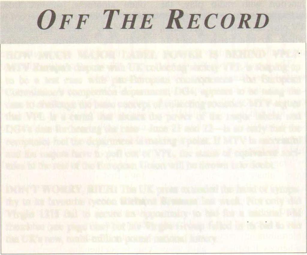 AmericanRadioHistory.Com OFF THE RECORD HOW MUCH MAJOR LABEL OWER IS BEHIND VL?