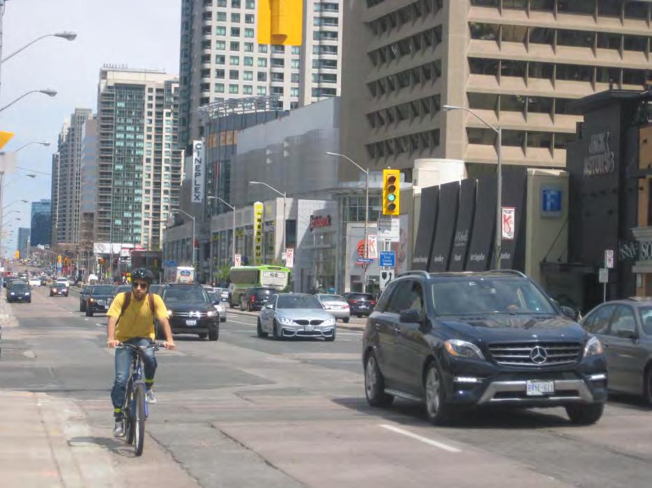 The City s 10-Year Cycling Network Plan identifies Yonge treet, from Front treet to teeles Avenue, as as a major corridor with high potential for cycling that should be studied further.