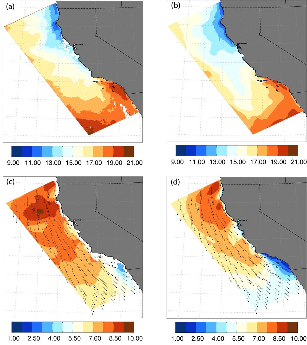 5 Fig. 2 Mean SST (K) (a) measured by MODIS and (b) simulated by the coupled model, during summer 2002. Mean wind speed (m.