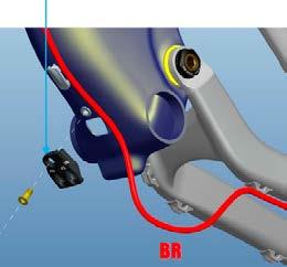 Push the cable port parts into the frame and fix the port with a 3mm allen key with a maximum torque of 4Nm/35in-lbs For the rear brake