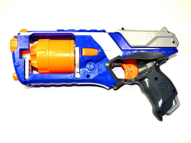 Step 1 Outer Shell Lay the Nerf Strongarm on its side, left