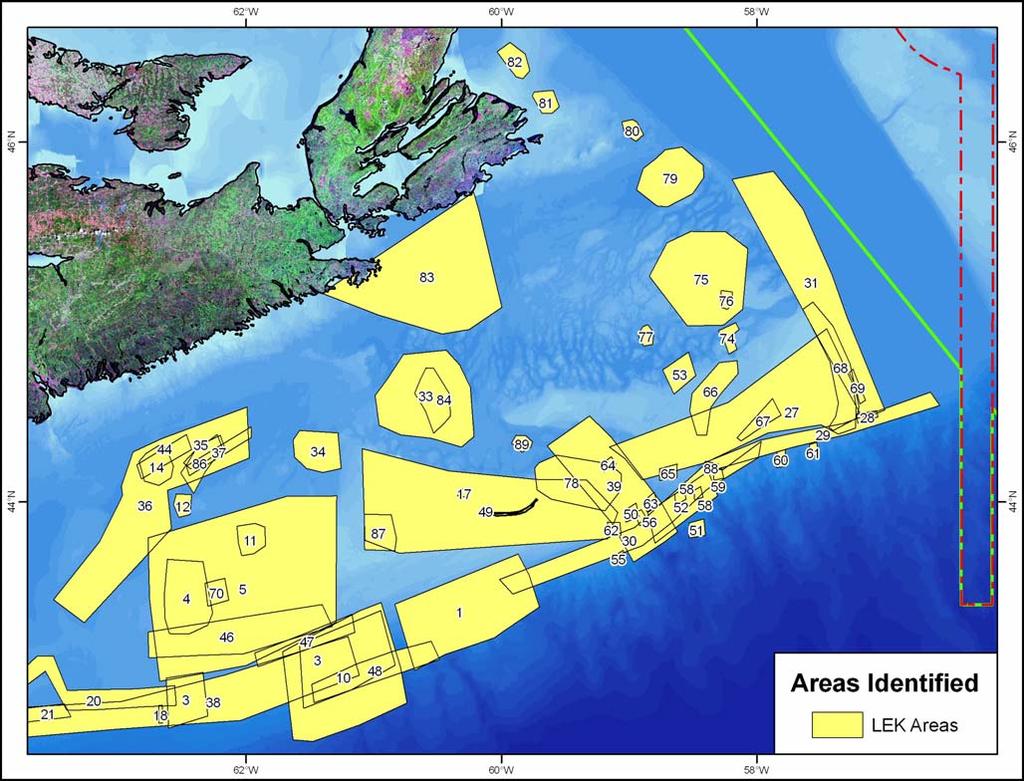 Figure 2b: Eastern Scotian Shelf areas identified by fish harvesters during the Local